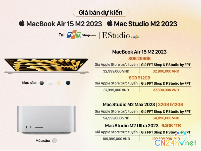 day la gia ban cac san pham moi ra mat cua apple tai viet nam bat ngo voi macbook air 15 inch