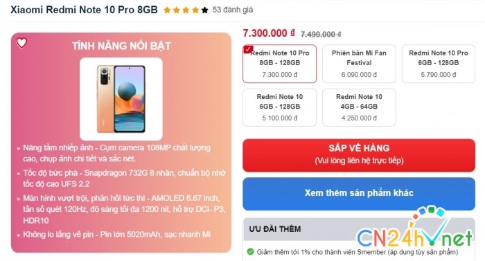 gia redmi note 10 pro thang 10 2022 duoi 6 trieu cum camera 108mp dang cap